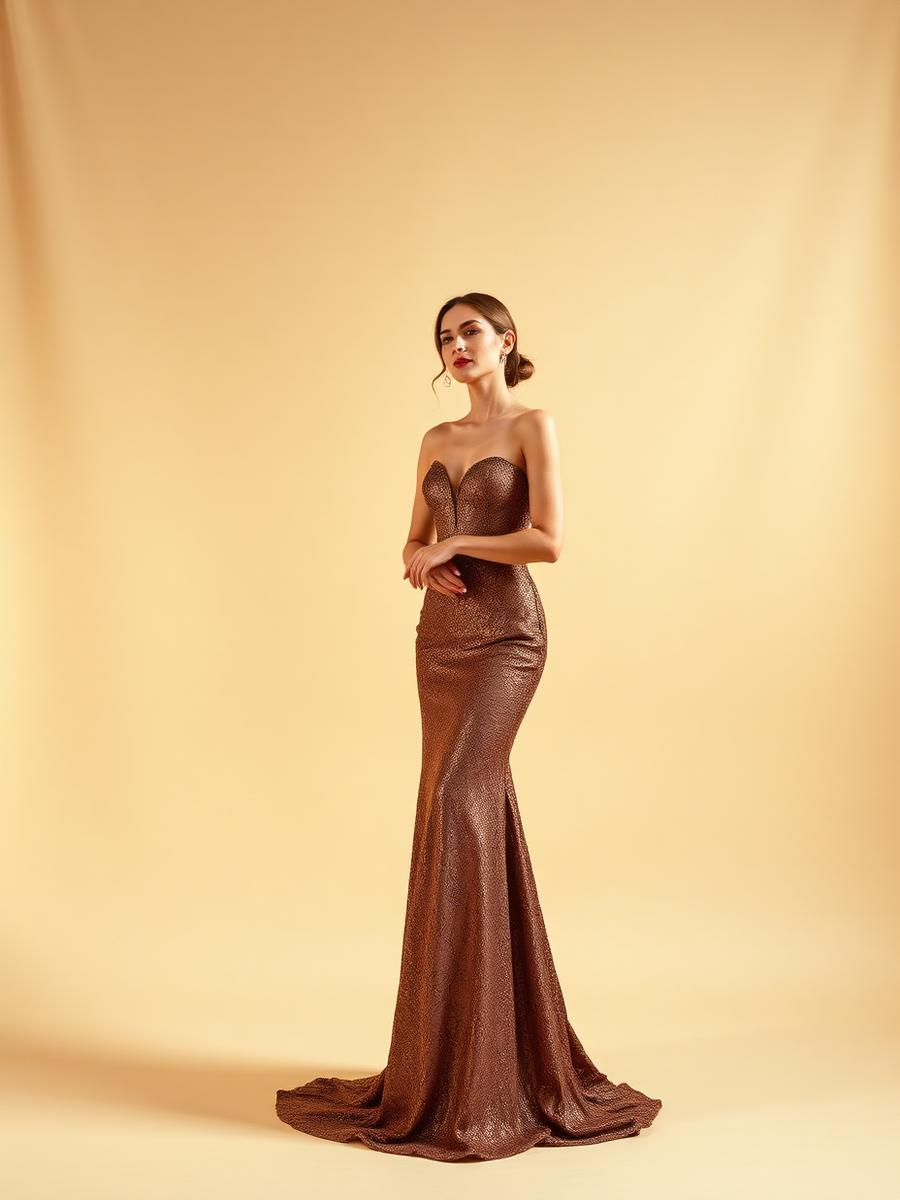 Bodenlanges Abendkleid in warmem Bronze